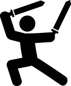 Man With Two Swords Stencil Svg Design File, Free Vectors File
